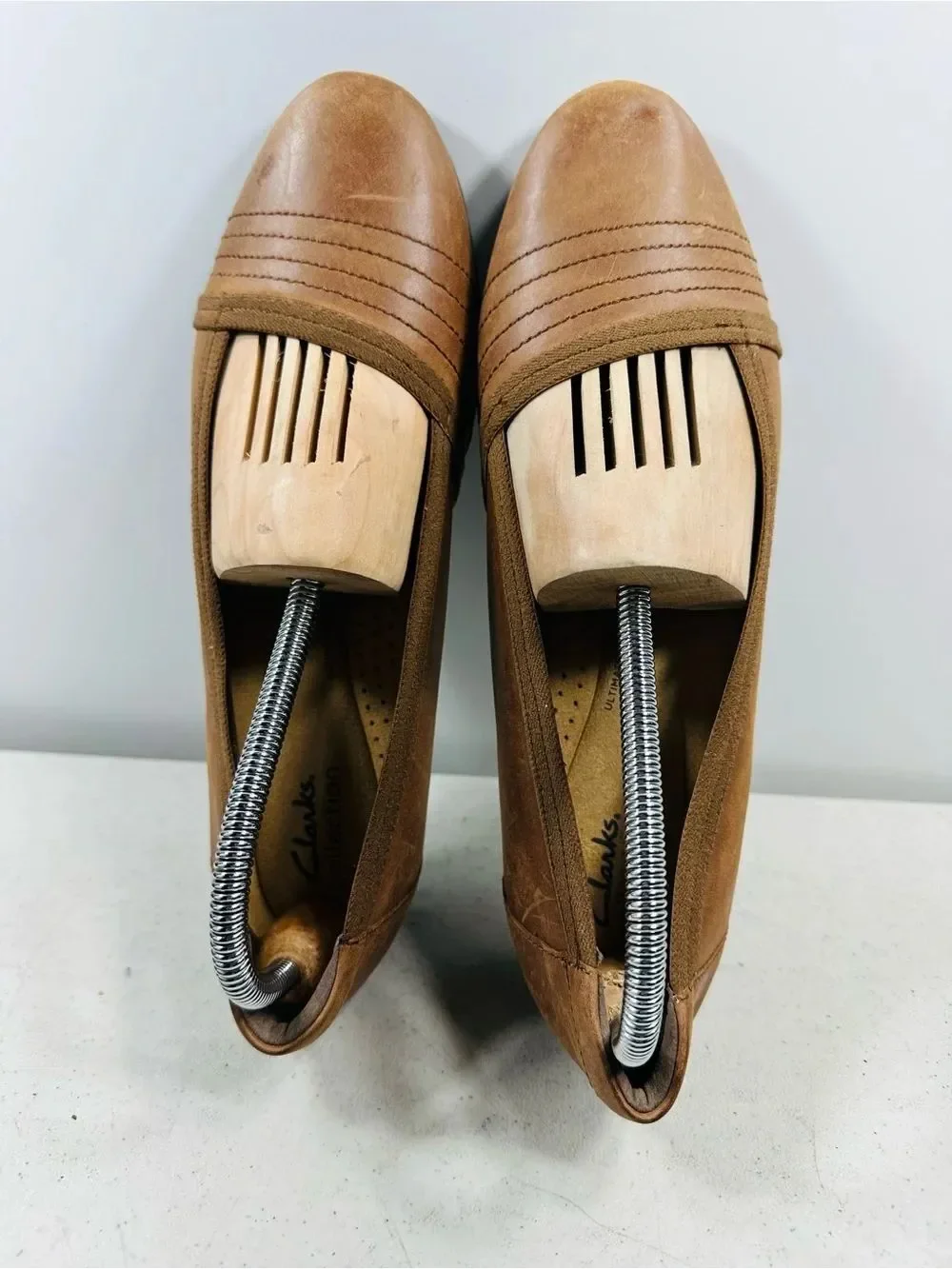 Clarks Sara Erin Flats Womens 10M Brown Cushioned Comfort Slip On Shoes
